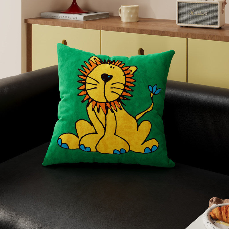 Decorative Cartoon Puppy Plush Throw Pillow Cover with Breathable Knit Texture