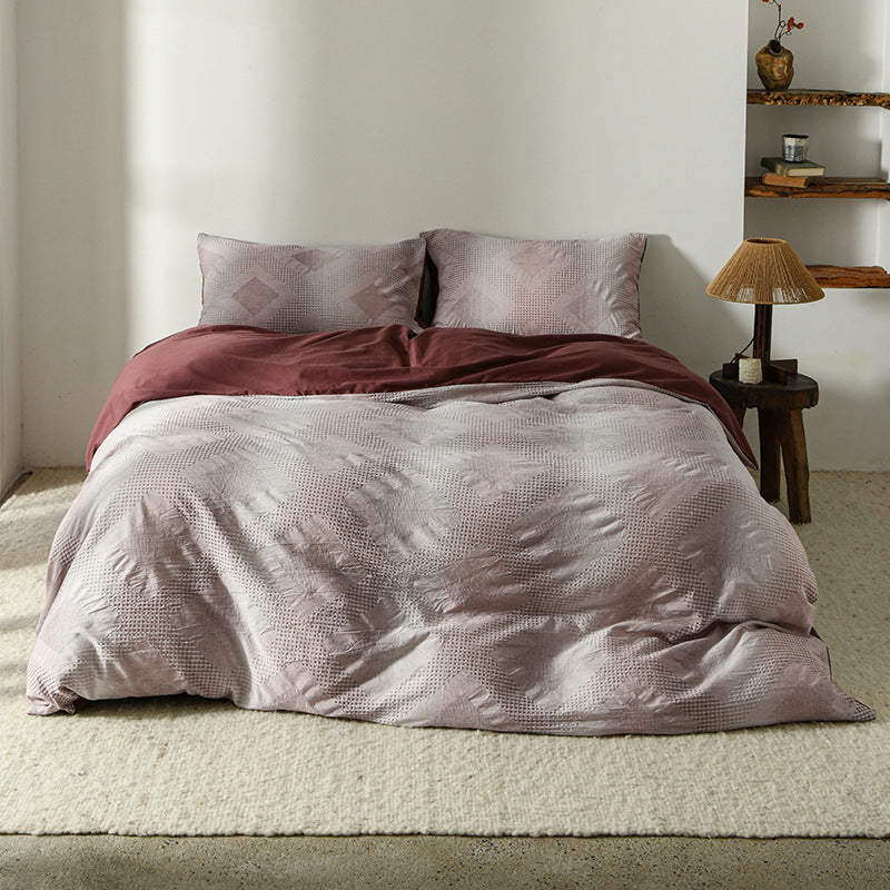 Jacquard-Baumwoll-Bettbezug-Bettwäsche-Set mit strukturellem Blumenmuster