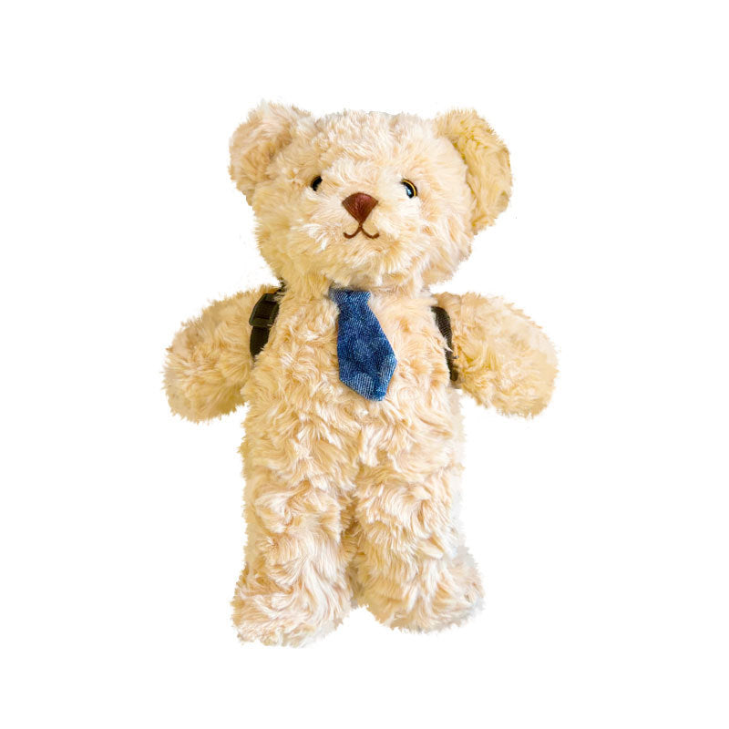 Plüsch Teddy-Bär mit Denim-Fliege und Mini-Rucksack-Trageriemen-Detail Brehn
