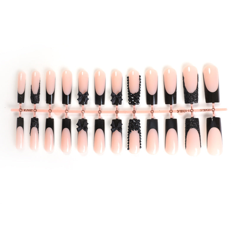 Premium Dekorative Press-On Nagel Set mit Künstlerischer Schleife und Glitter Akzenten Brehn