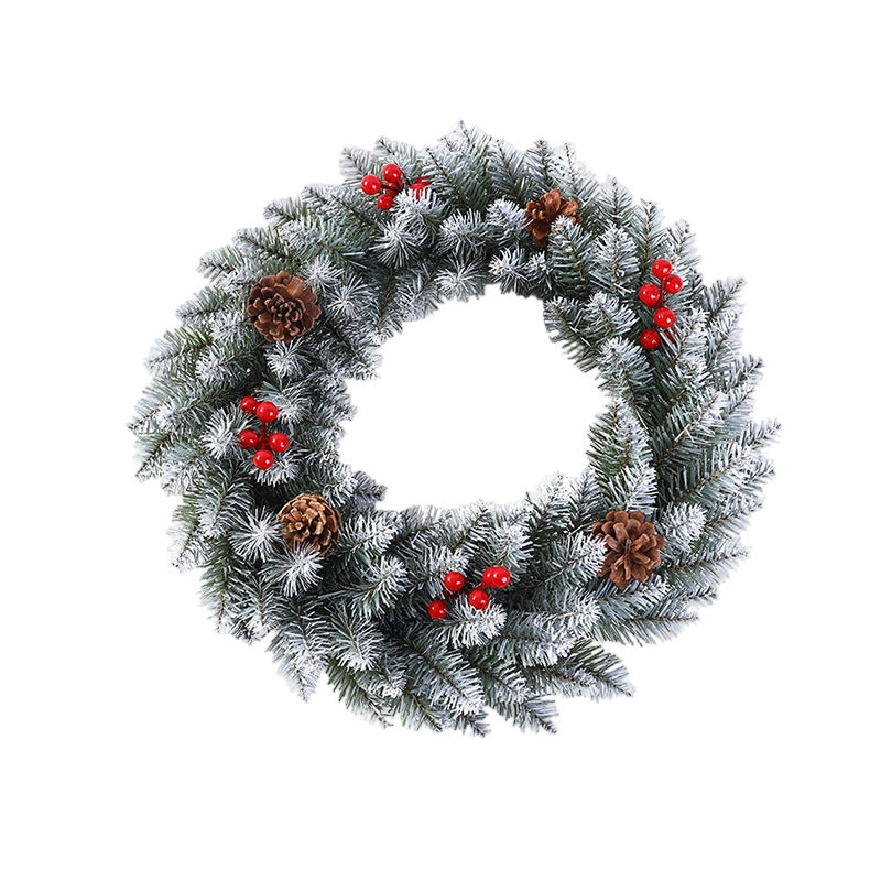 Künstlicher Weihnachtskiefer Kranz mit roten Beeren und Tannenzapfen