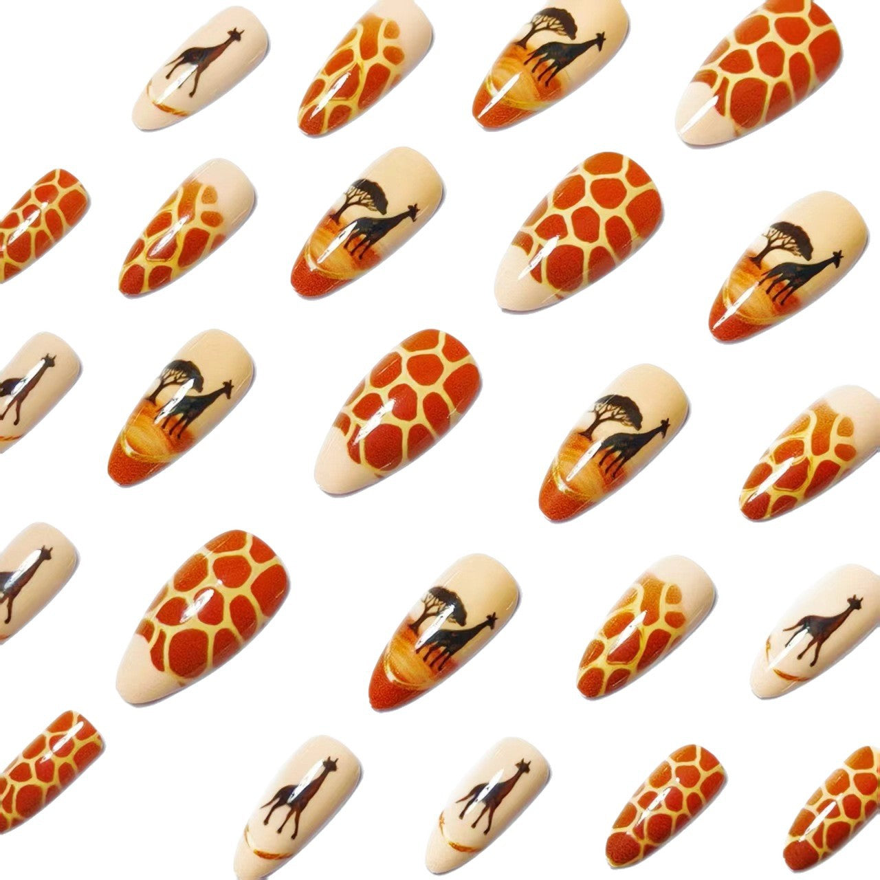 Kunstnägel mit Tiermotiv und Giraffen-Design Brehn