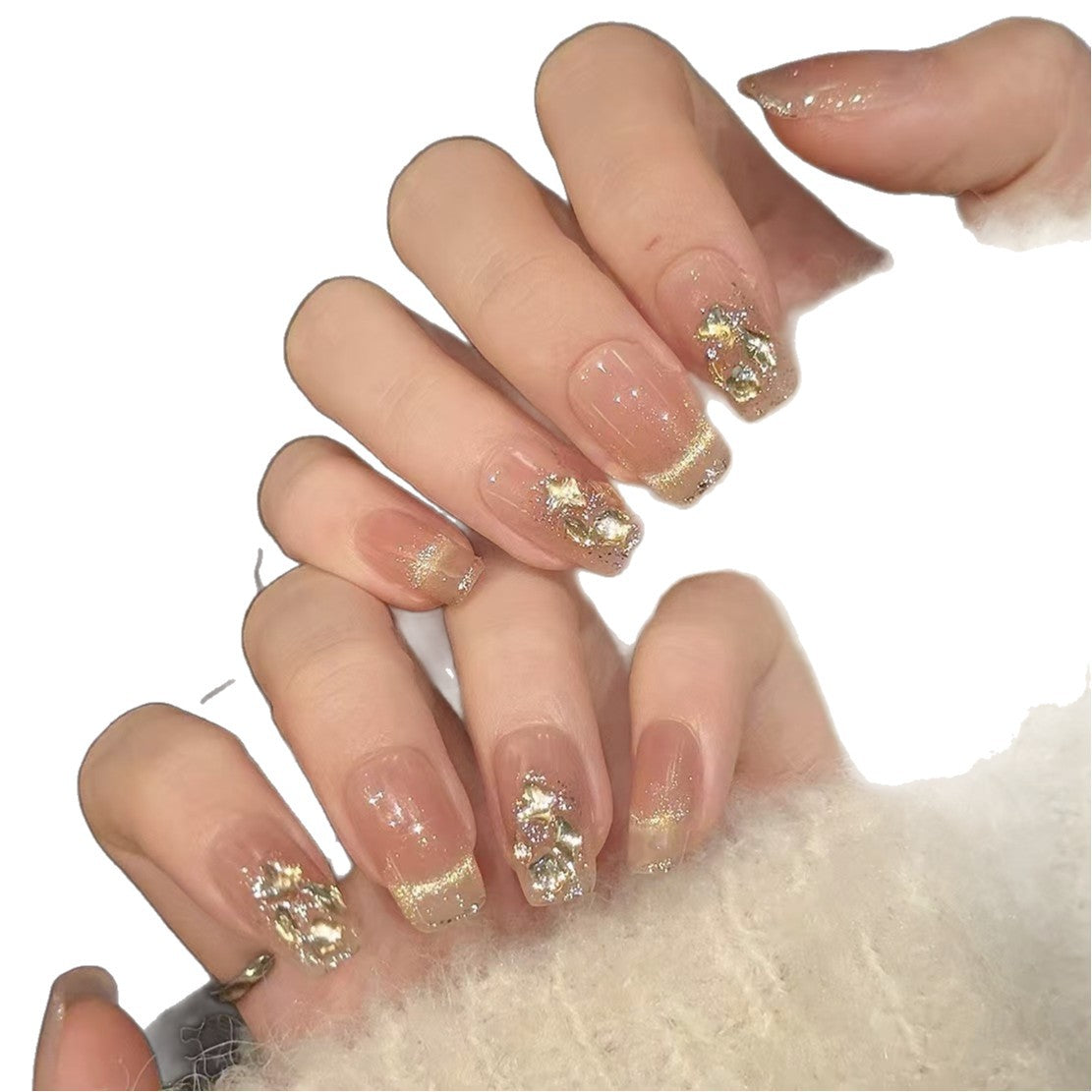 Elegante mit Kristallen verzierte Nagelkunstverlängerungen