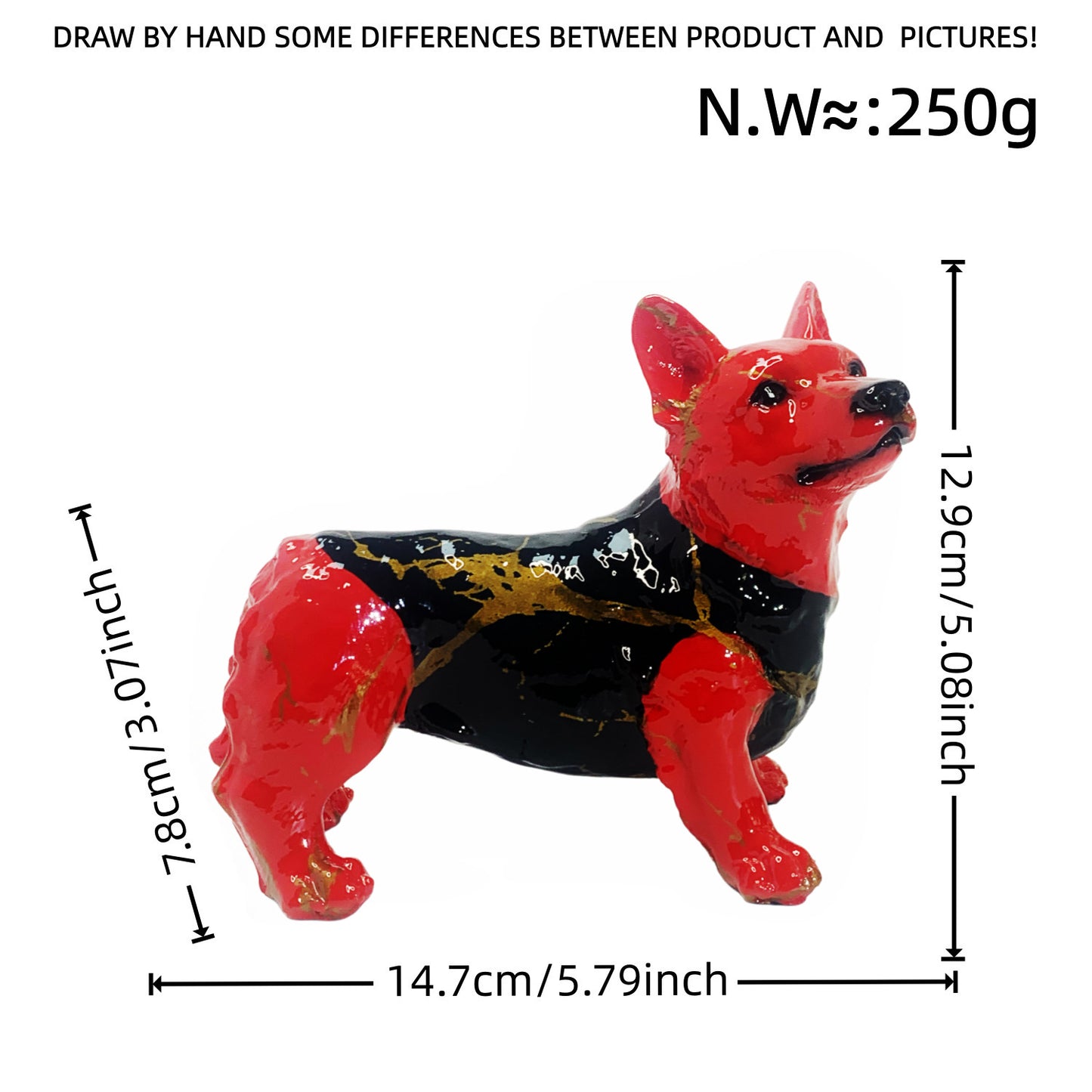 Bunte Dekofigur eines Welsh Corgis Brehn