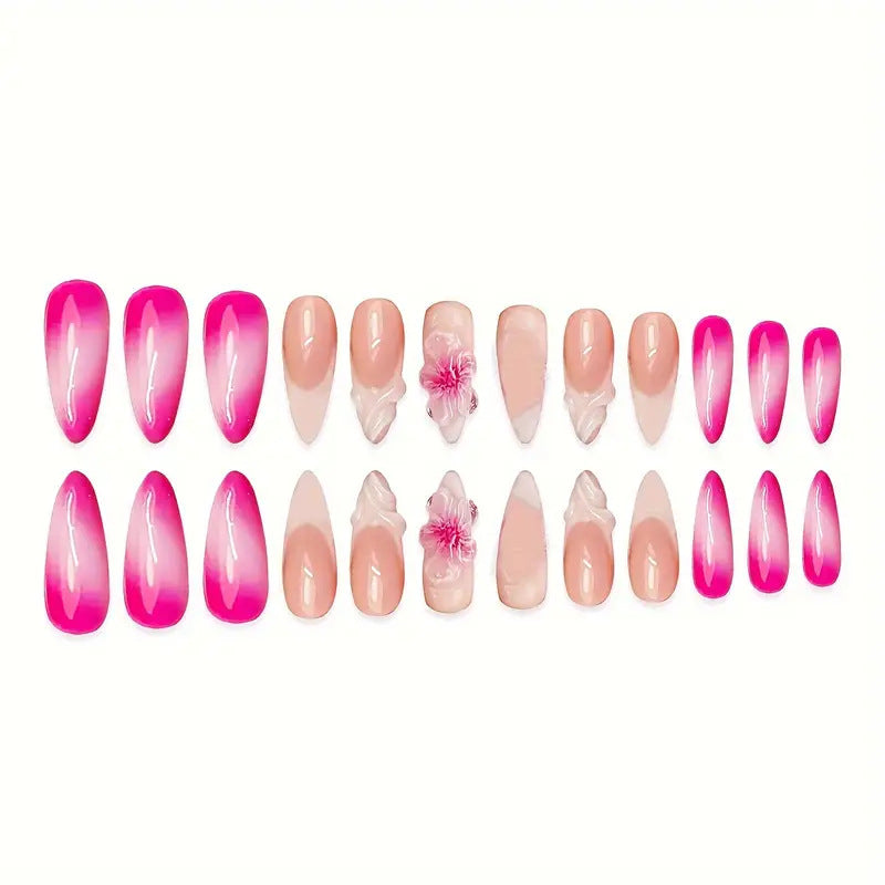 Detaillierte florale Press-On Nagelkunst Brehn