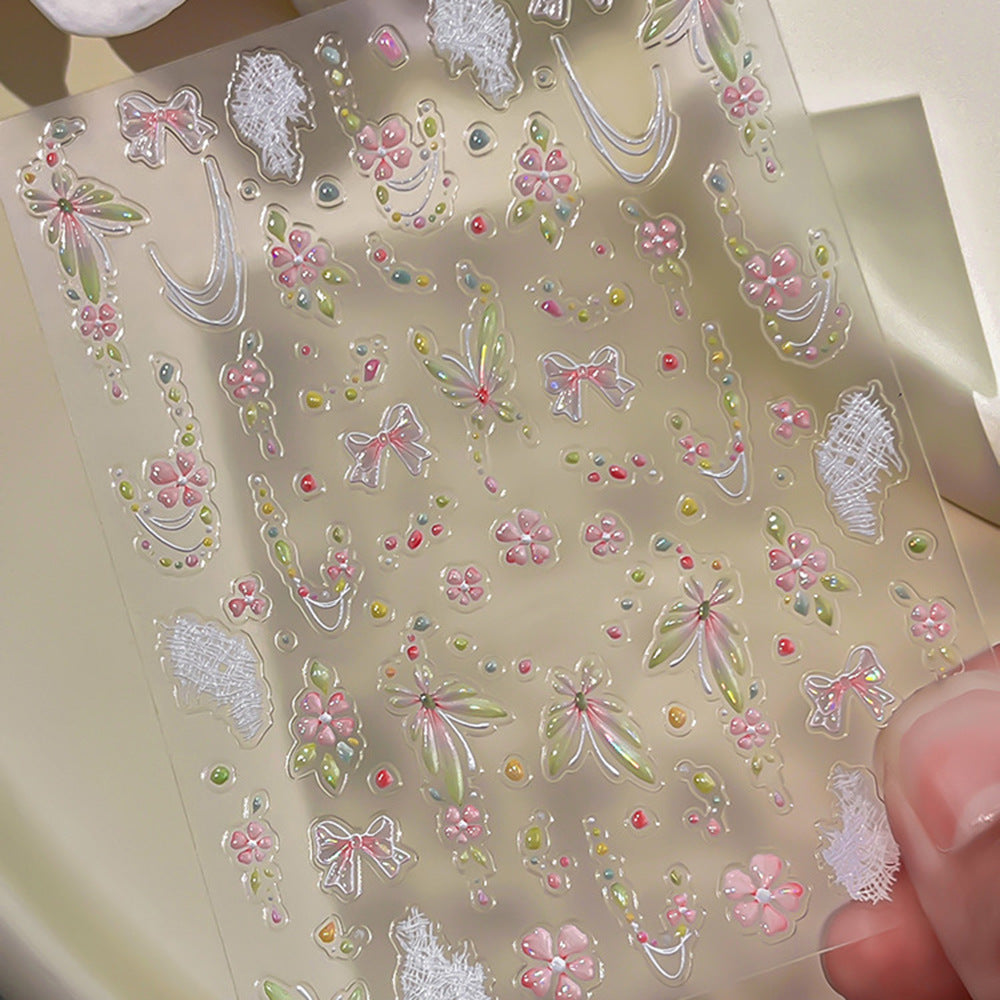 Dekorative Blumen-Nagelkunst-Aufkleberblatt