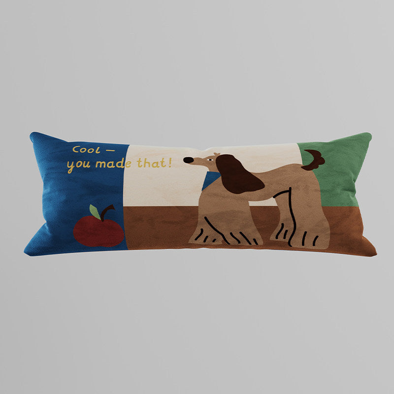 Decorative Lumbar Throw Pillow with Playful Cat Illustration and Motivational Text
