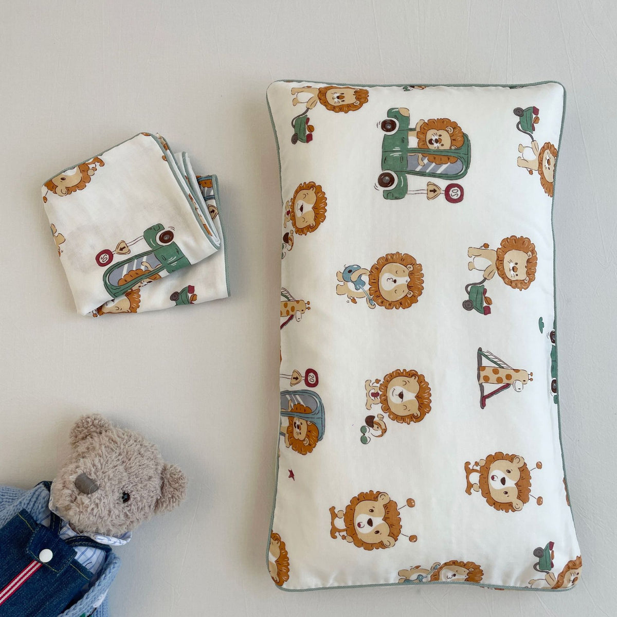 Babybettwäsche-Set aus Baumwoll-Musselin mit floralem & Tier-Print