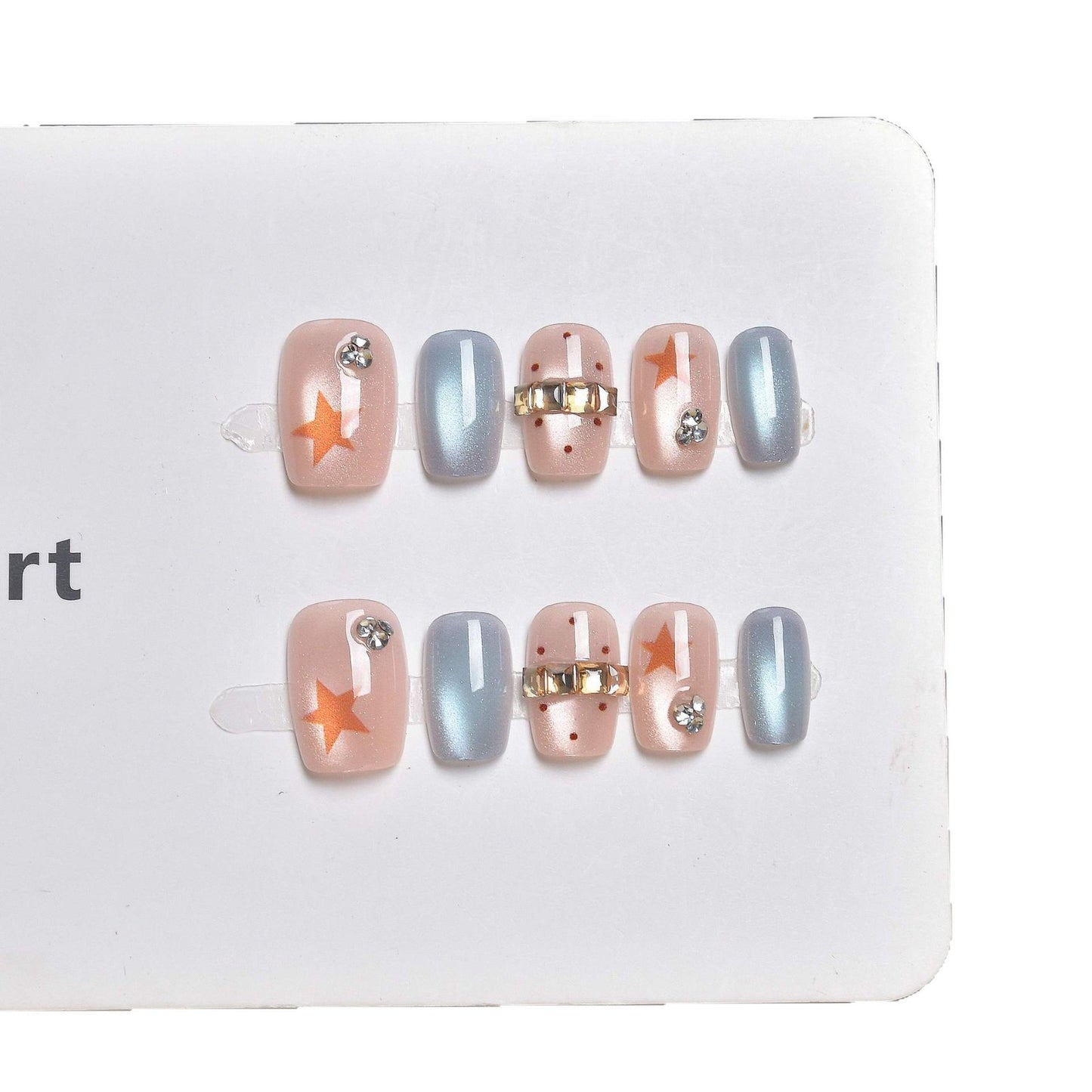 Dekoratives Press-On Nagelkunst-Set mit Strassakzenten Brehn