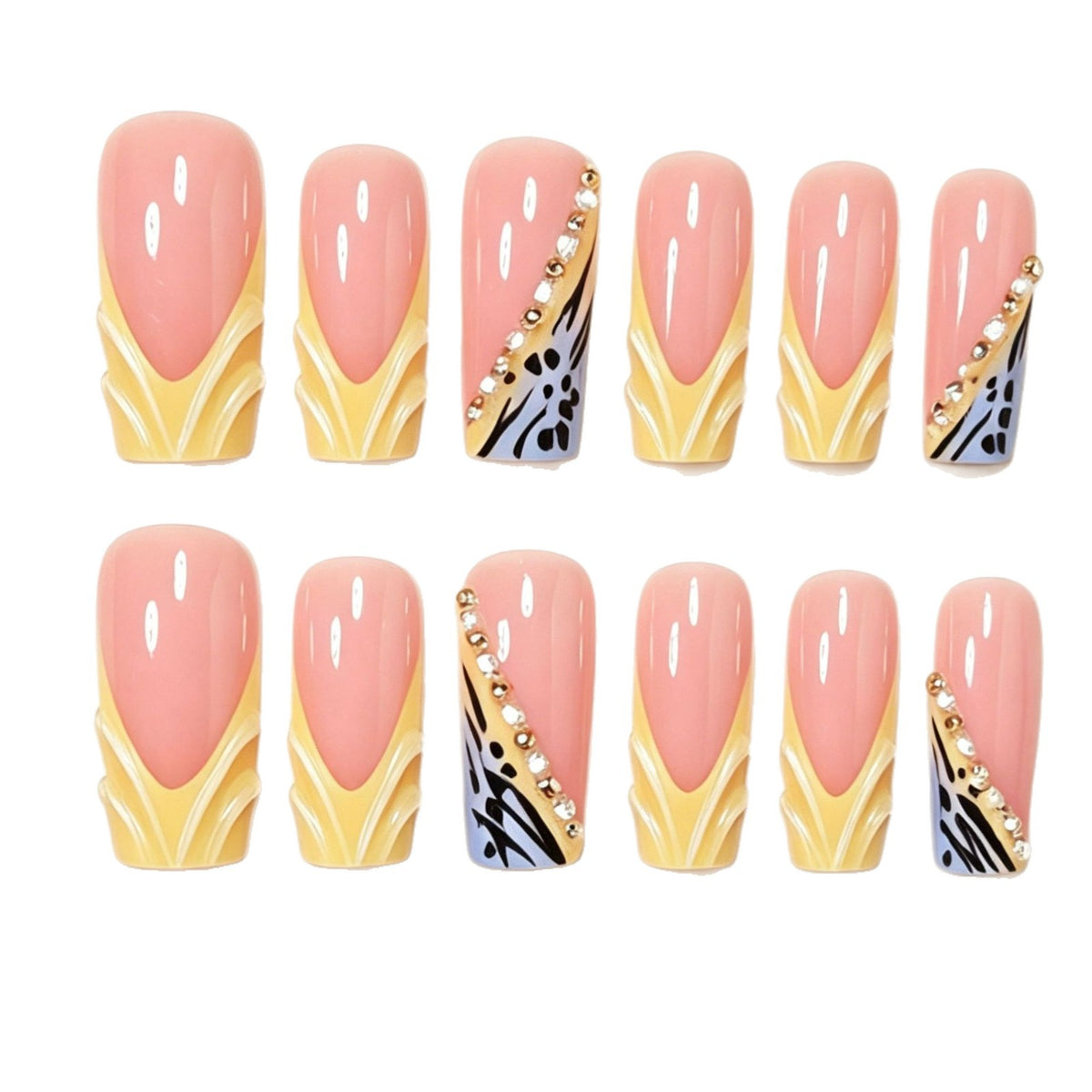 Glamouröse Stiletto Press-On Nagelkunst Set Brehn
