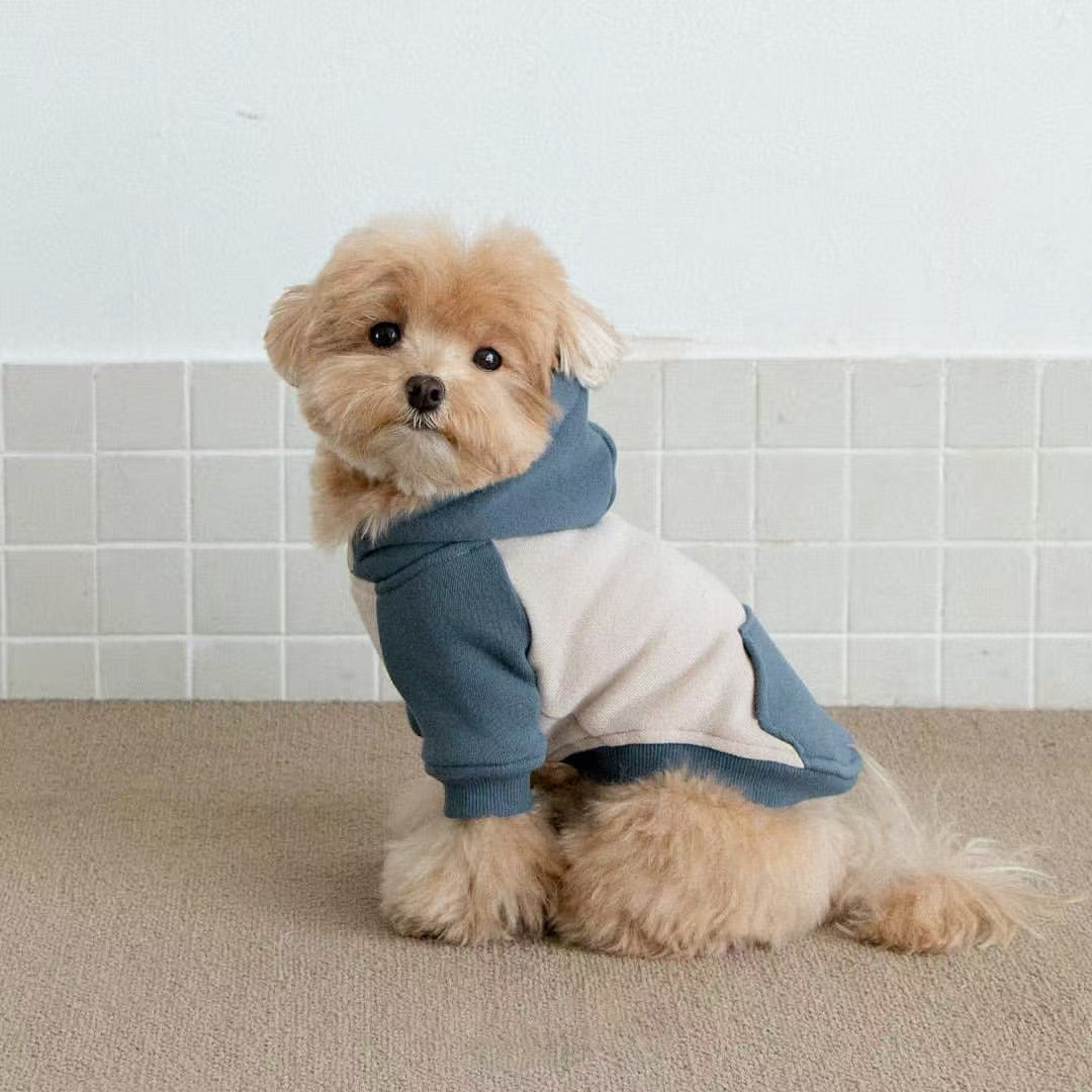 Klein Hund Fleece Hoodie mit Rippbündchen und Kapuze
