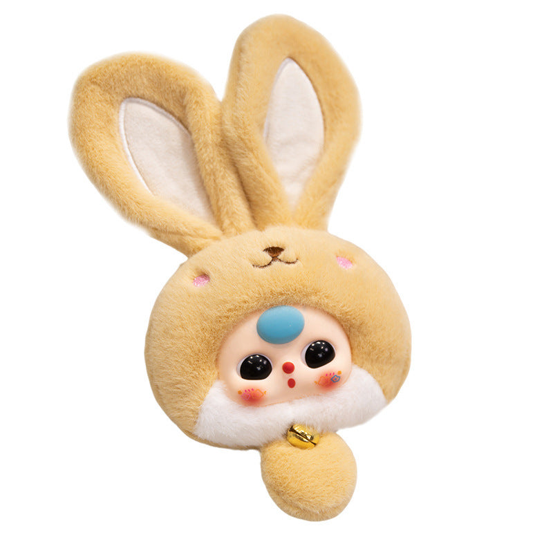 Bunny Plüsch Taschenanhänger mit Glocke und sammelbarem Harzgesicht Brehn