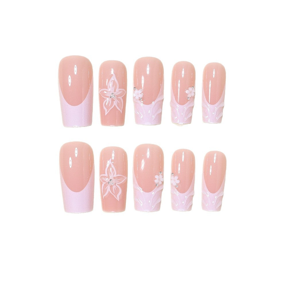 Elegante Florale Press-On Nagelkunst Brehn