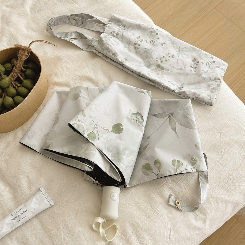 Damen Faltbarer Regenschirm mit elegantem botanischem Muster Brehn
