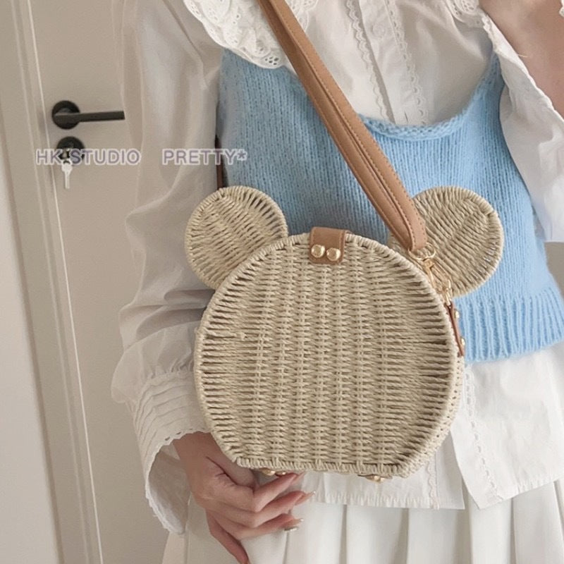 Damen Runder Korb mit Hasenohr Design Brehn