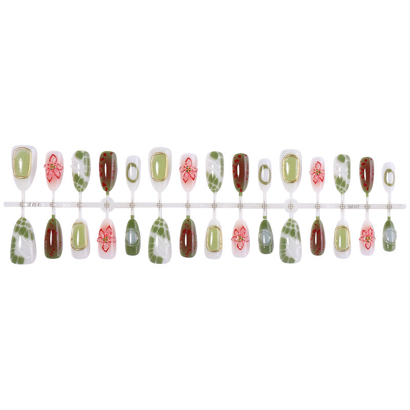 Dekorativer Press-On-Nagelkunst-Set mit floralen und Juwelen-Akzenten Brehn 1788496103