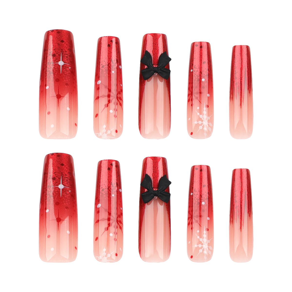 Künstliche Acryl-Nägel mit Glitzer- und Weihnachtsdesign Brehn