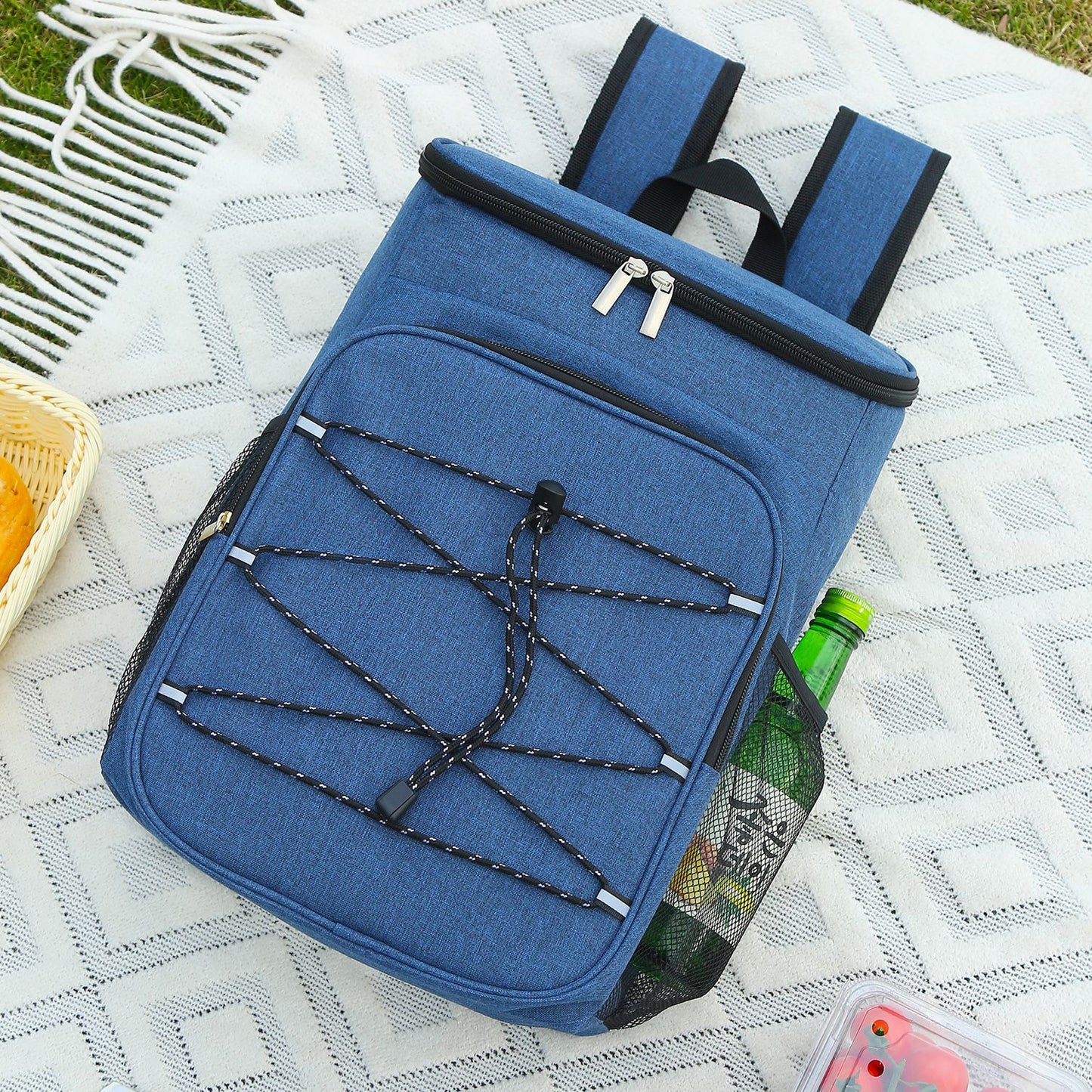Damen Isolierter Kühlrucksack mit elastischen Außentaschen und ergonomischen Schultergurten Brehn