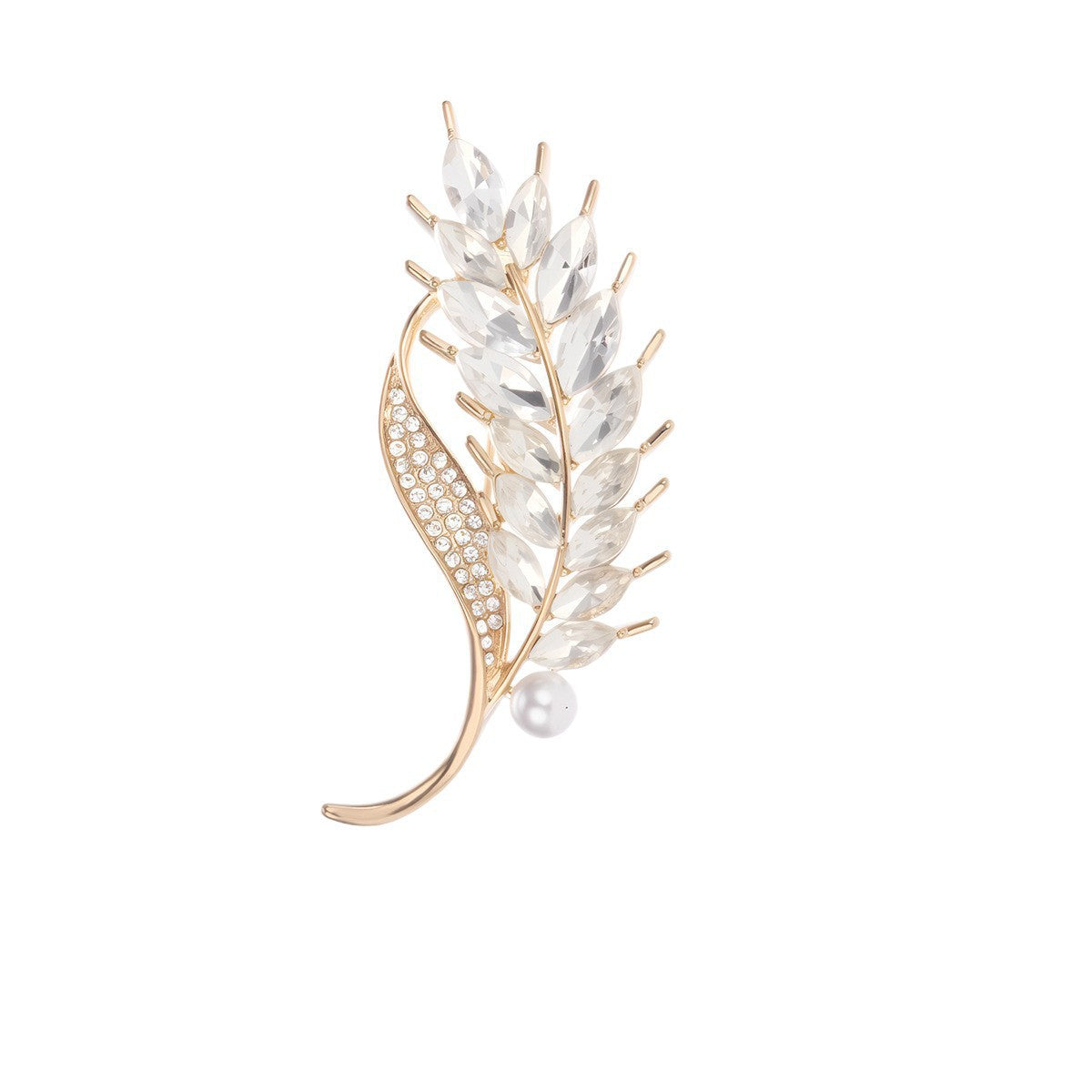 Elegante Brosche mit Glitzerstein und Perle Brehn