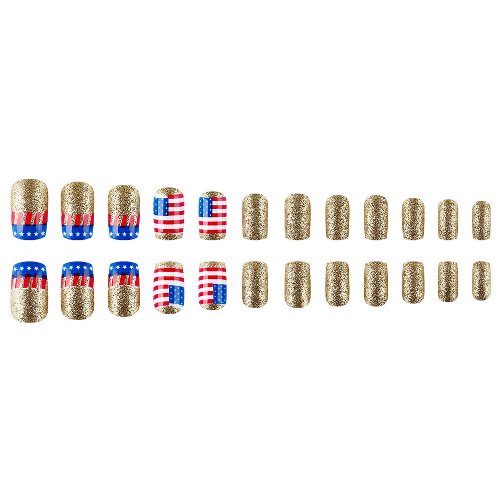 Funkelnde patriotische Nagelkunst Brehn