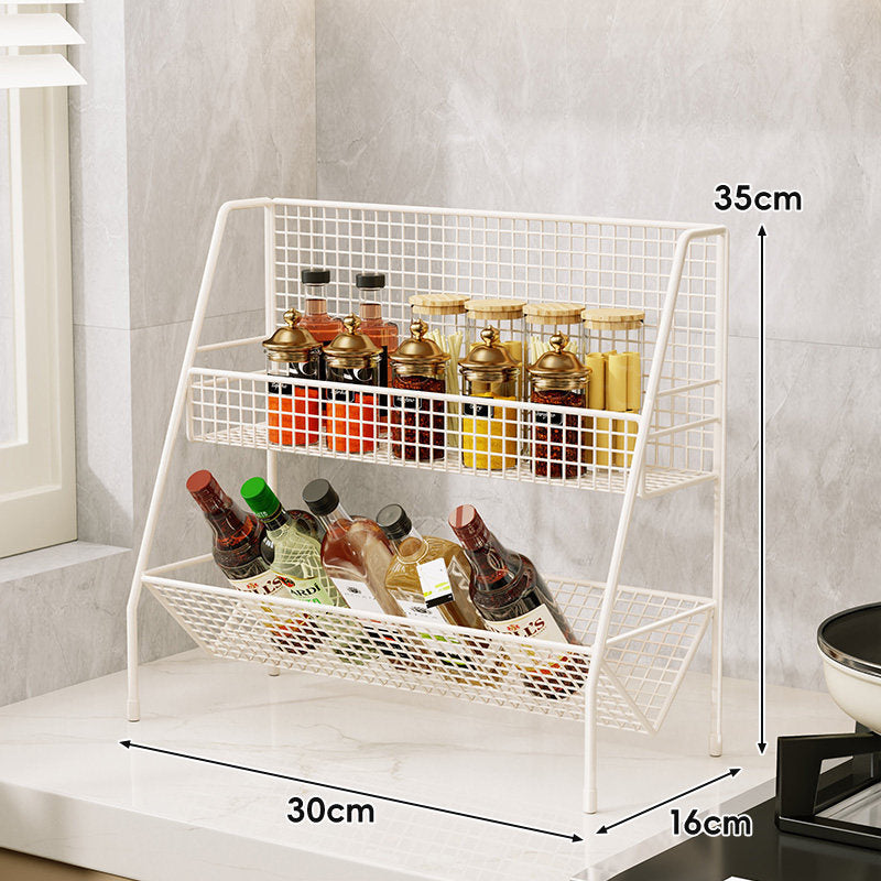 Drei-Tier-Mesh-Arbeitsplatten-Küchenorganisator-Regal für Flaschen und Gewürze