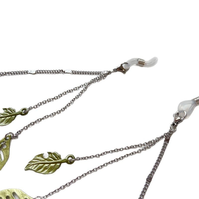 Modische Brillenhalterkette mit Blattmotiven Brehn