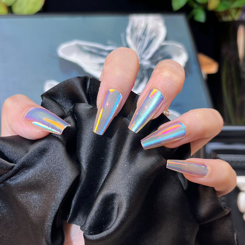 Iridescent Lange Press-On Nägel mit Glänzendem Finish Brehn