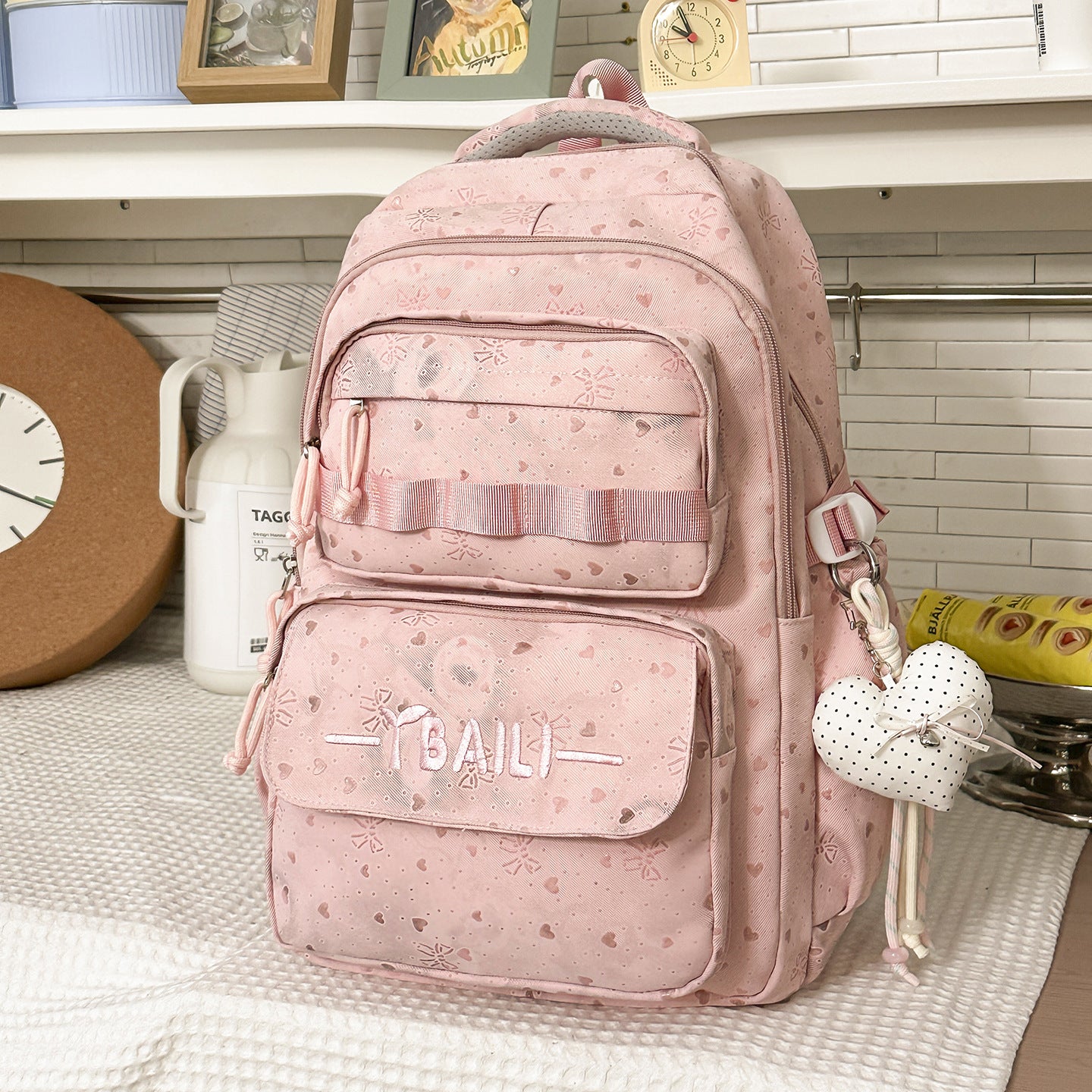 Multi-Fach Fach Texturierten Schul Rucksack