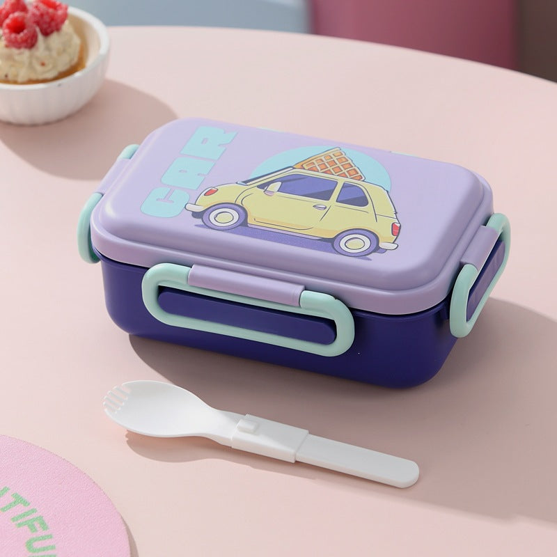 Illustrierte Bento-Lunchbox mit integriertem Besteck