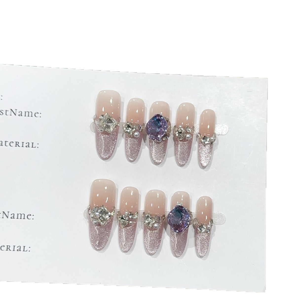 Glamouröse mit Strass veredelte Press-On Nagelset 1790730529