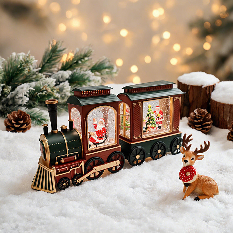 Nostalgische Weihnachtszug-Laterne mit beweglichem Weihnachtsmann Brehn