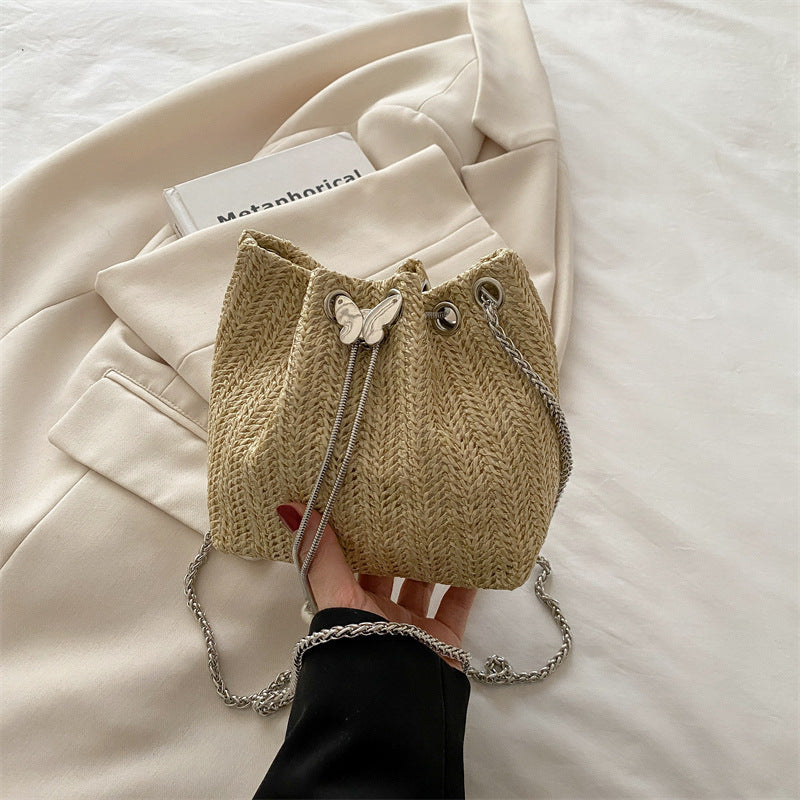 Elegante Gewebte Kordelzug Mini Handtasche Brehn