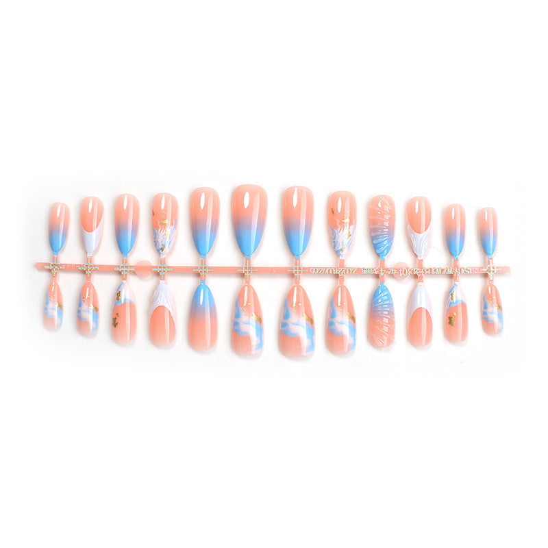 Marmor Effekt Spitzen Press-On Nagelset