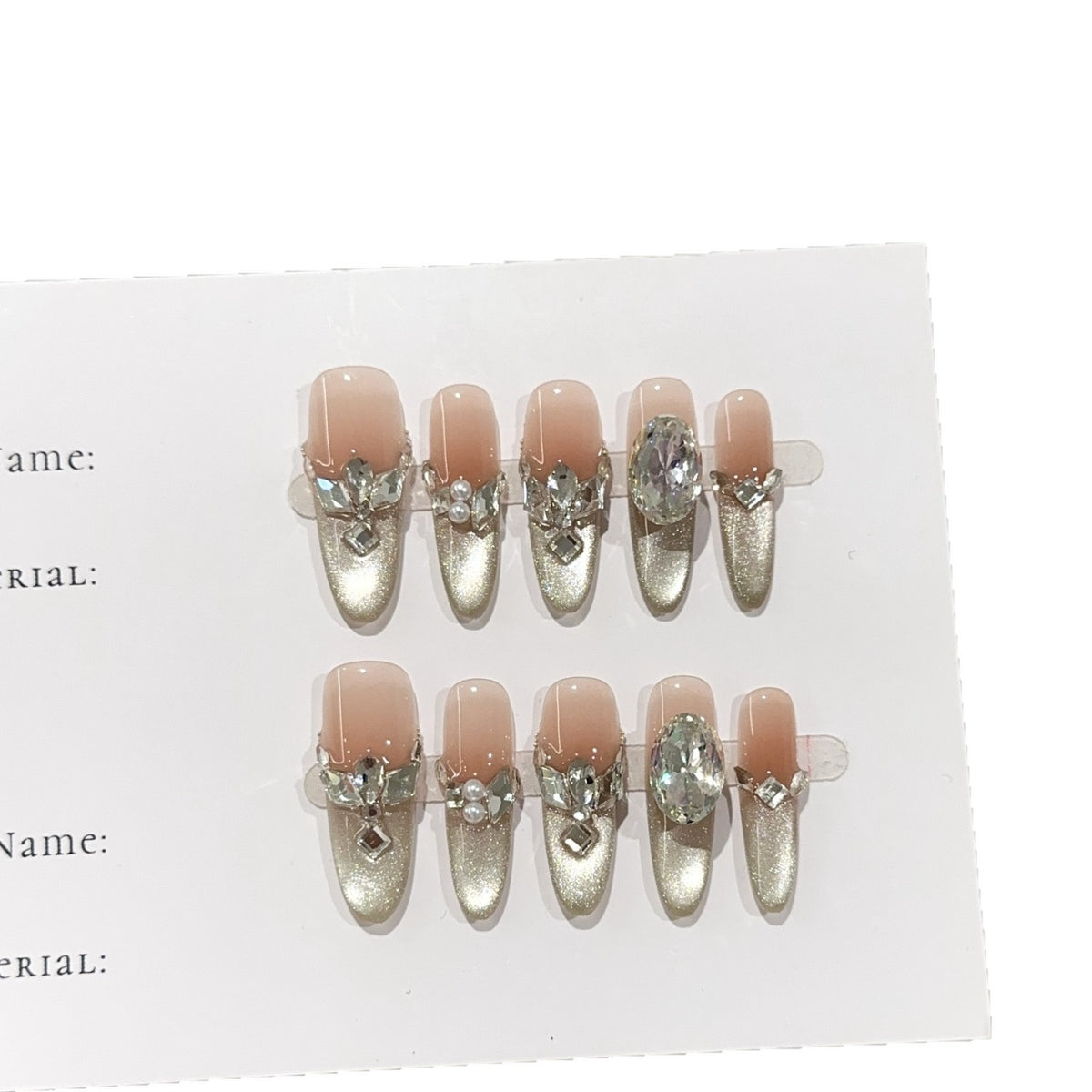 Glänzendes, mit Strass verziertes Press-On-Nagel-Set