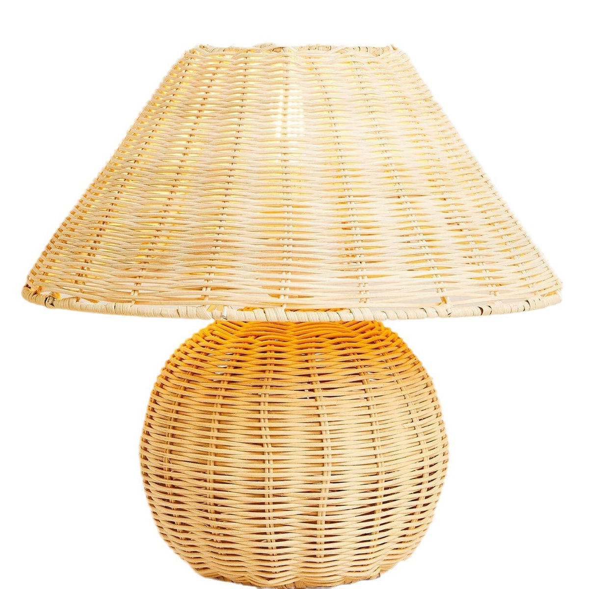 Handgefertigte Rattan-Tischlampe Brehn