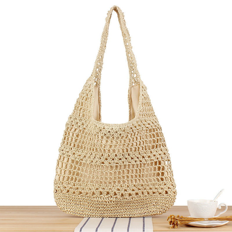 Handtasche mit Blumenapplikation Aus Natürlichem Material Brehn