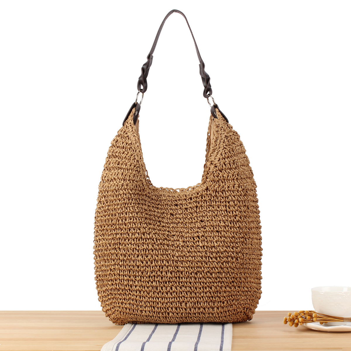 Hobo-Handtasche Aus Natürlichem Material Brehn