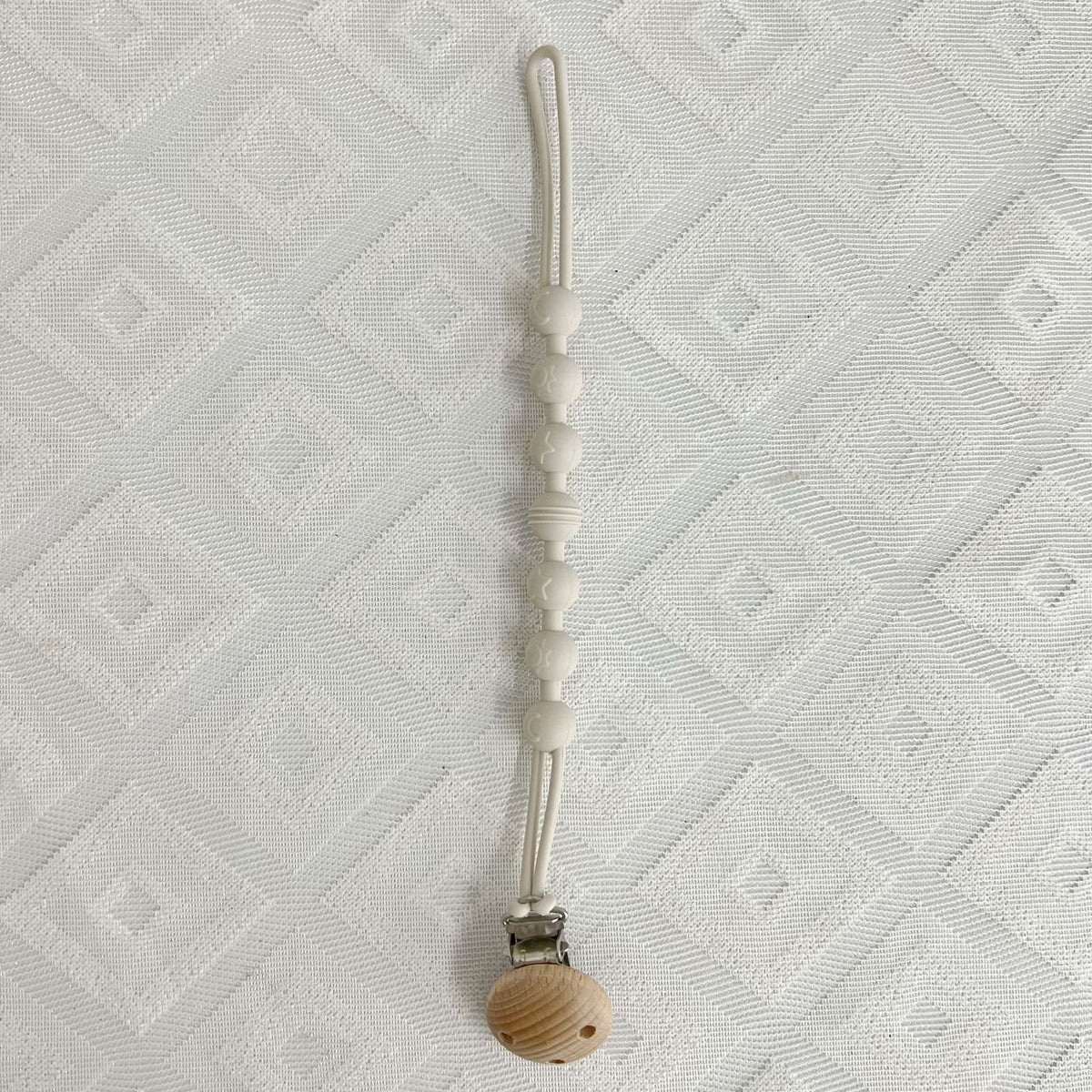 Silikonperlen Schnullerkette mit Holz-Sicherheitsclip