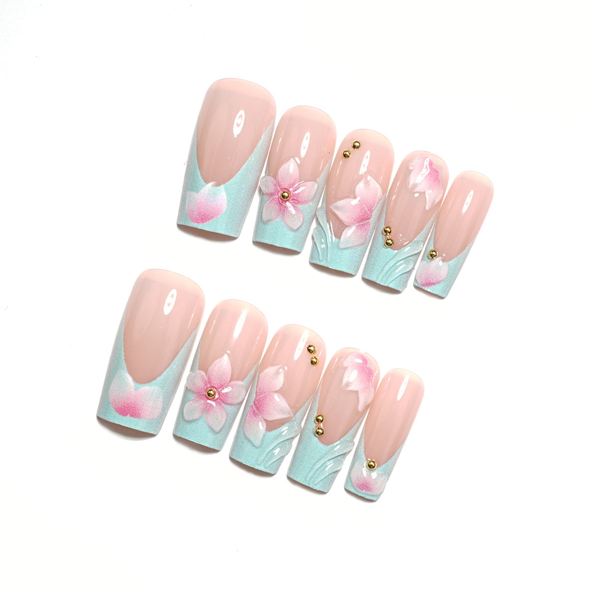 Floral dekorative Press-On-Nagelset