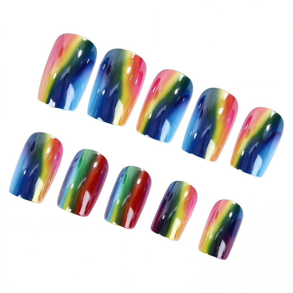 Bunte Kunstnägel im Regenbogen Design Brehn