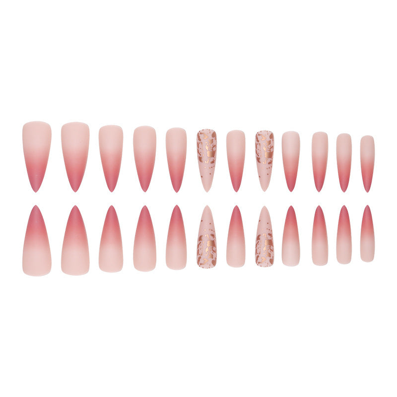 Künstlerisches Stiletto Press-On Nagelset mit Ombré Design Brehn