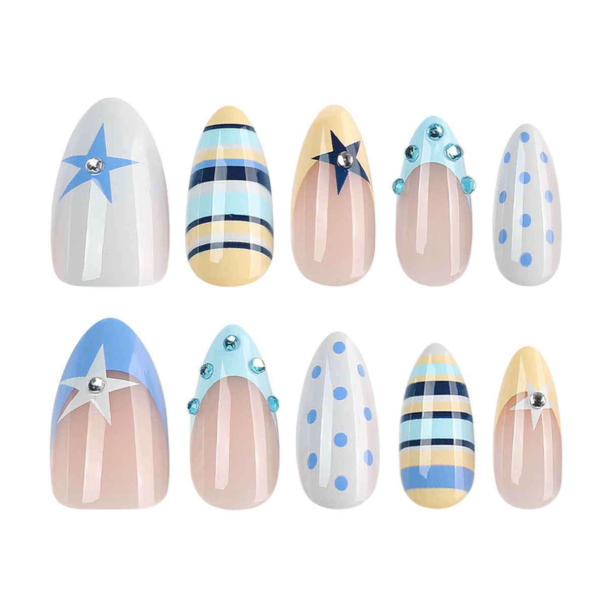 Kunstvolle Stiletto-Nägel mit maritime Designs Brehn
