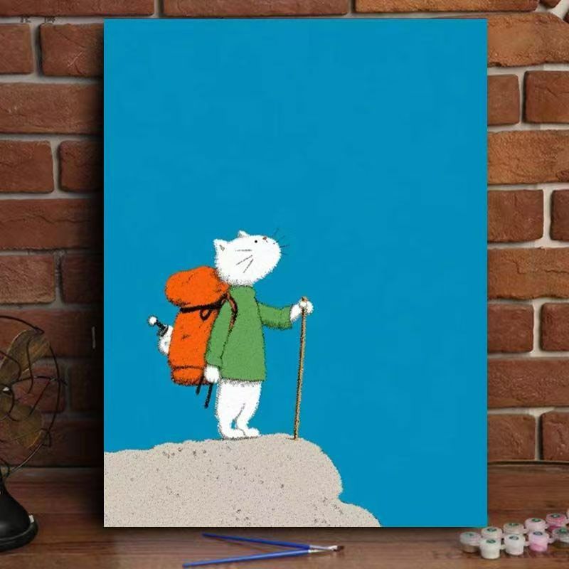 Verspielte Katze gießende Pflanzen Leinwandkunst Brehn