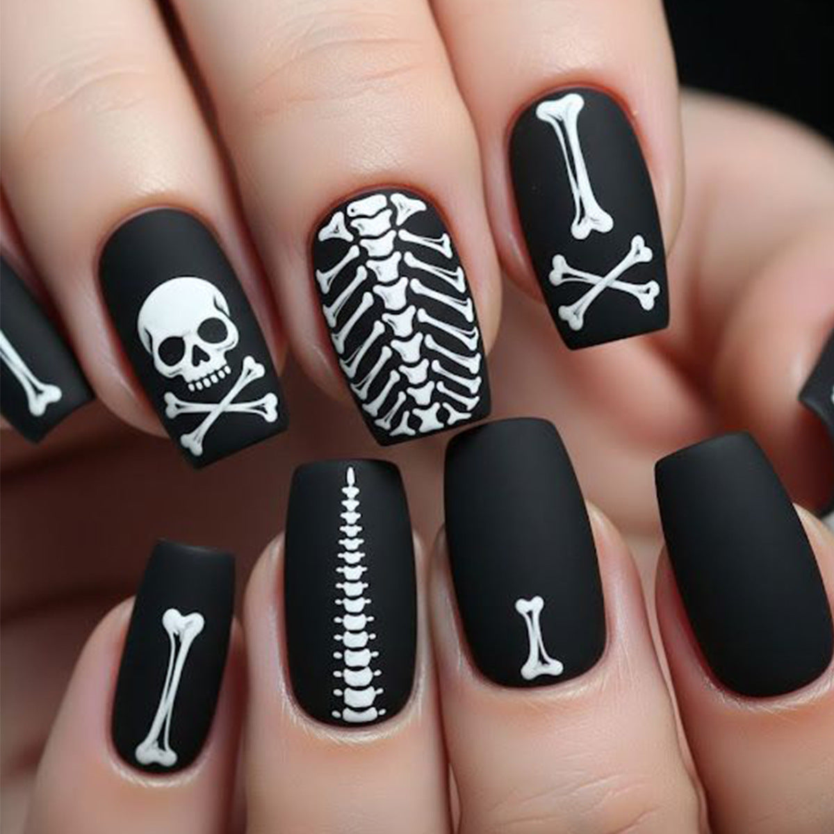 Gothic-Skelett-Themen-Nagelkunstverlängerungen Brehn