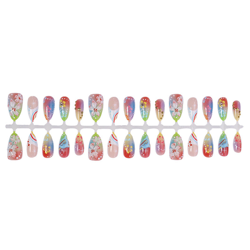 Künstlerisches Floral Press-On Nail Art Set Brehn