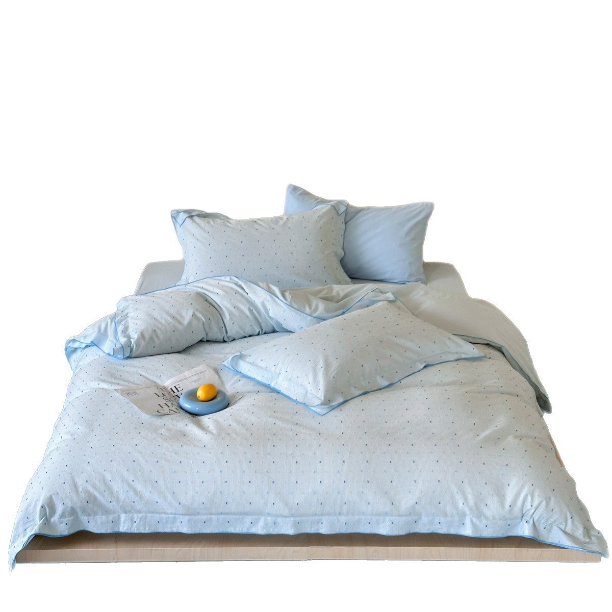Umkehrbares Baumwolle-Percale-Bettbezug-Set mit Mikro-Dot- und Streifenstruktur