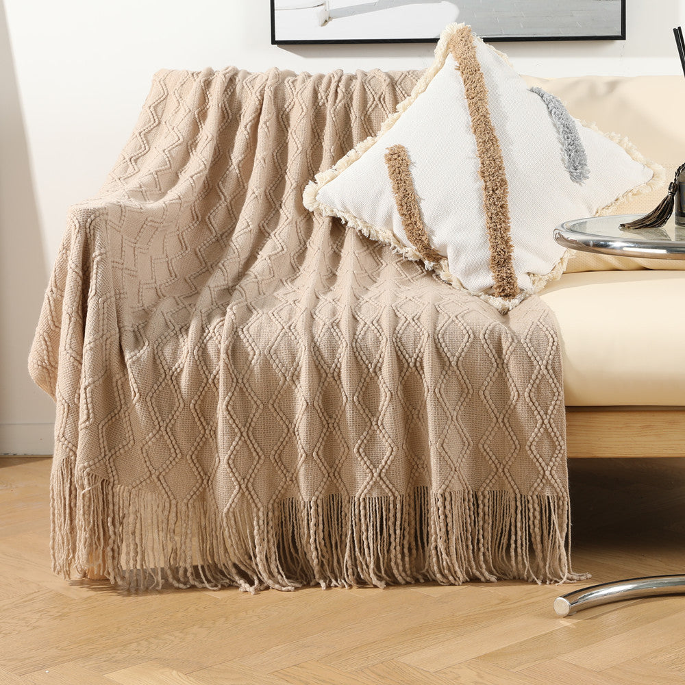 Damen elegante und gemütliche Strickdecke mit Fransen Brehn
