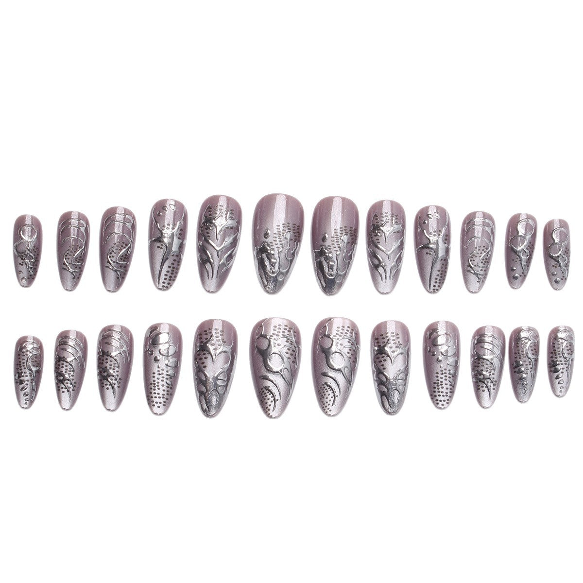 Kunstnagelset mit extravaganten 3D-Designs und glamourösen Verzierungen Brehn