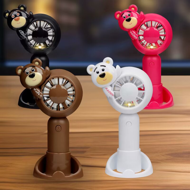 Unisex Tragbarer Handventilator mit Tiermotiv und LED-Lichtfunktion Brehn