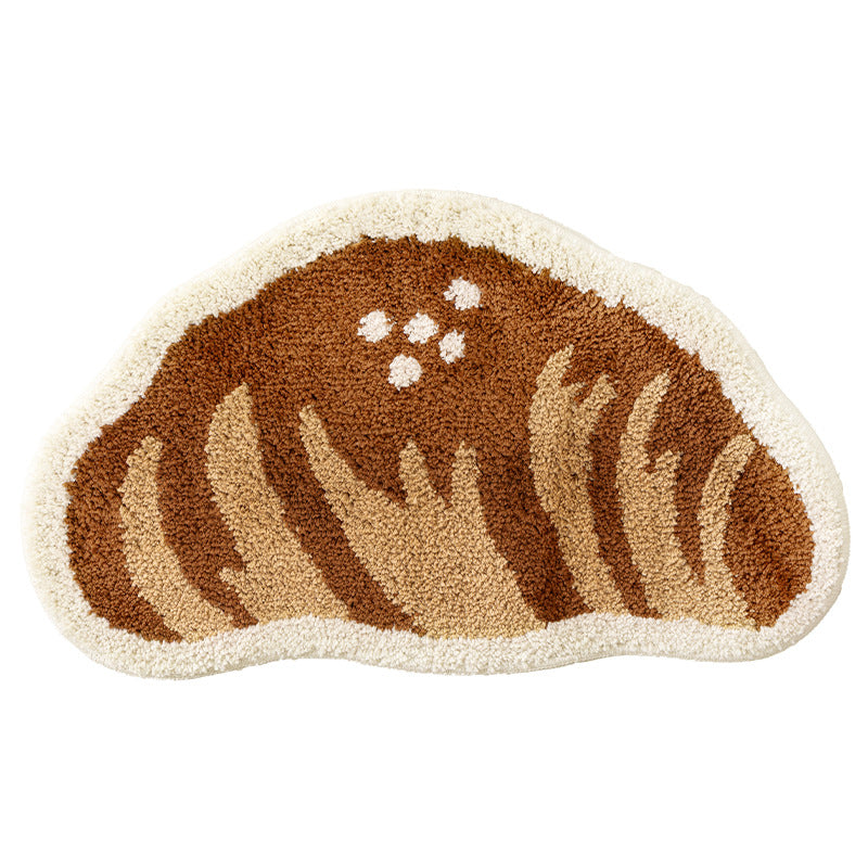 Badezimmer‑Badematten‑Set Brehn mit handgetuftetem Keks- und Brot‑Design, weichem Mikrofaser‑Flor und rutschfester Gummiunterseite